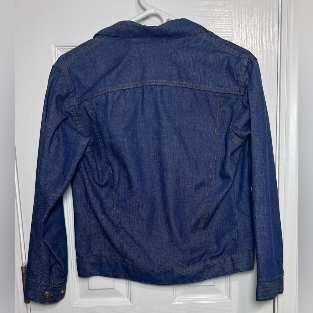 Vintage Levi's Denim Trucker Jacket White Tab Red Letters 1970's Youth SZ 16 - Picture 3 of 9